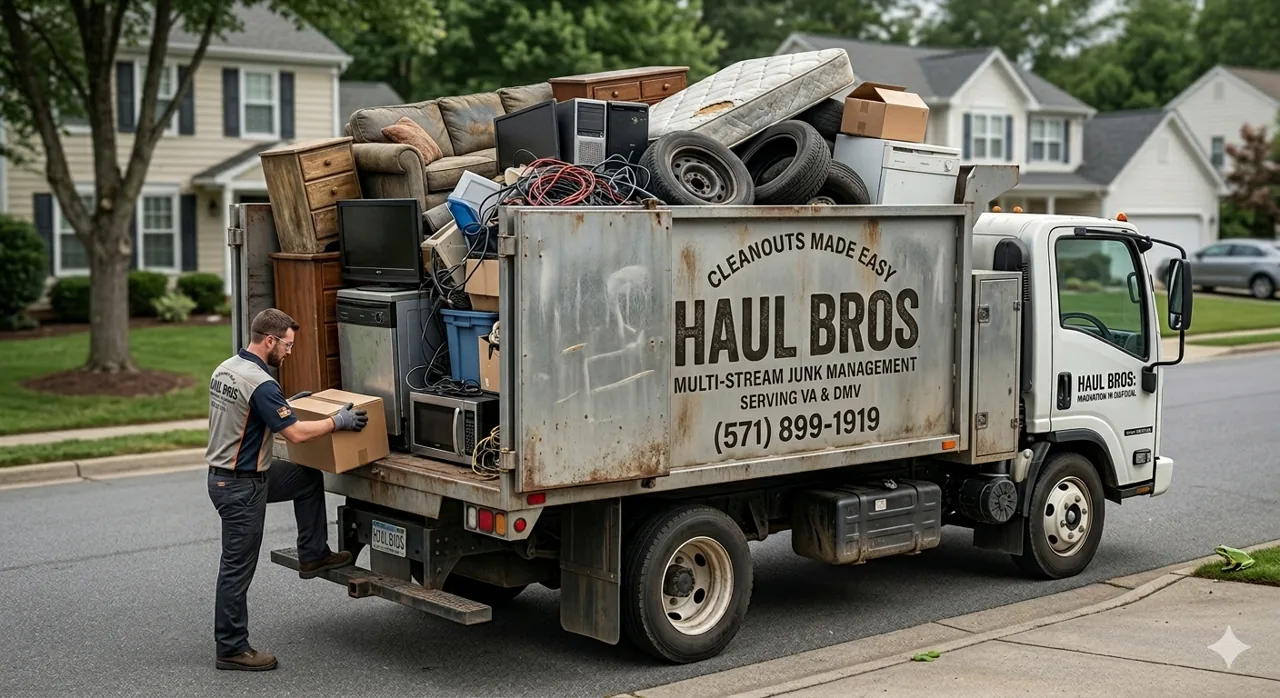 Haul Bros junk removal truck handling a property cleanout